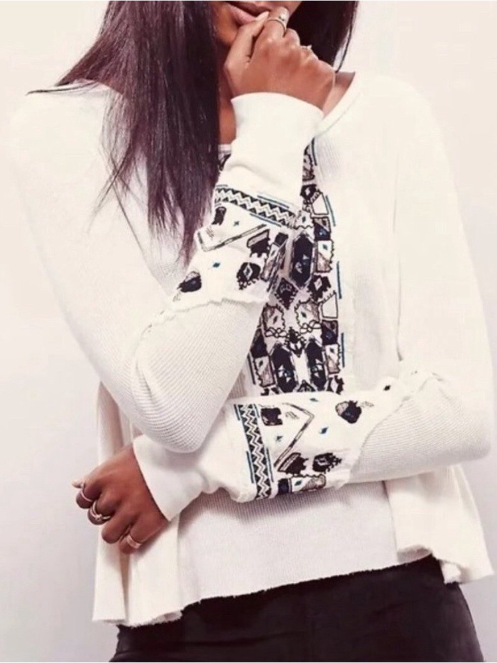 Free People Marion Embroidered Thermal Sz Small